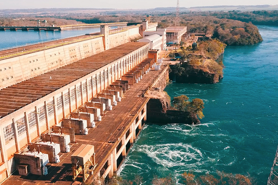 Vista aérea da Usina Hidrelétrica de Cachoeira Dourada, da ENEL Green Power